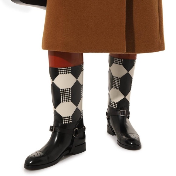 Gucci Shoes - NWT $2,600 Gucci Zelda Horsebit Riding Boots leather checked amputee tall black